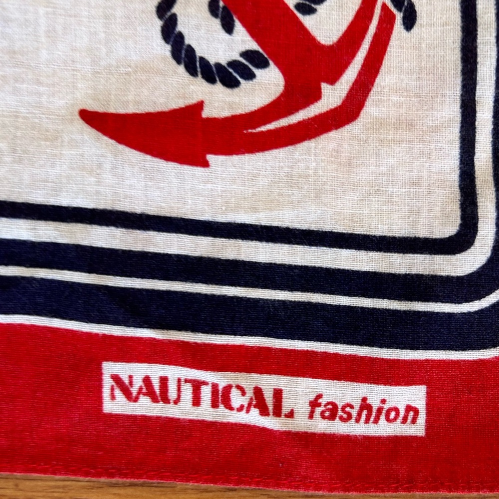 Vintage Red, White and Blue Nautical Bandana with Anchors and Knots - Picture 4 of 5